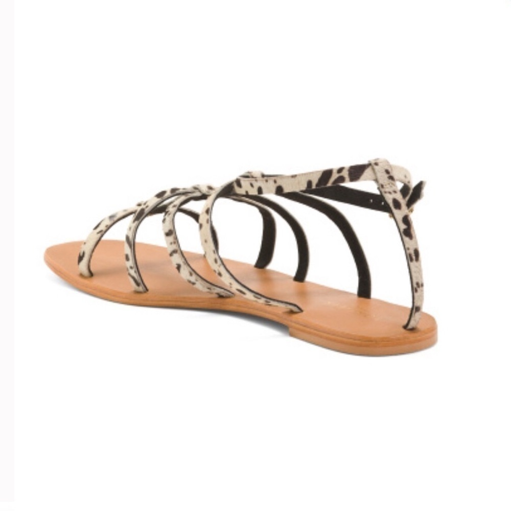 Torgeis New York Syrene Leather Pony Print Flat Sandals Size 10 NWB - Picture 3 of 8